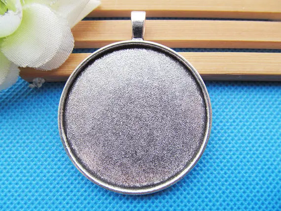 20pcs Large Heavy Antique Silver/Antique Bronze Round Base Bezel Setting Tray Pendant Charm/Finding,fit 40mm Cabochon/Cameo