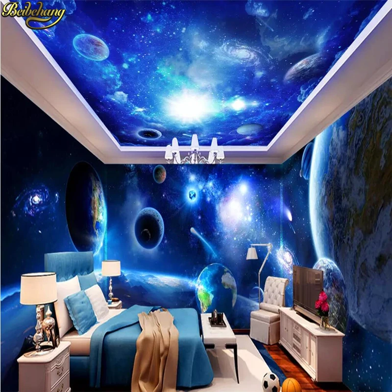 beibehang Custom 3D Wall Paper Murals Landscape photo Wallpaper Cosmic starry sky Large Mural For Living Room Sofa TV Backdrop