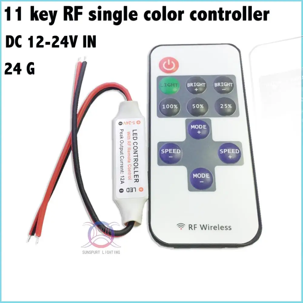 

1-10 Pieces Advanced chip 11-key LED RF single color controller DC12-24V Factory direct For light strip light bar Free Shipping