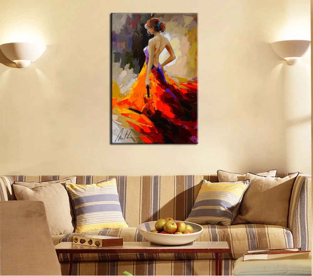 

Wholesale Hand-painted Modern Oil Painting Nude Sexy Lady Dancer Painting Woman Wall Decor Impression Oil Painting On Canvas