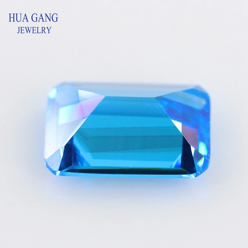 Sea Blue Octangle Shape Step Cut CZ Stone Synthetic Gems Cubic Zirconia For Jewelry Size 5x7~10x14mm