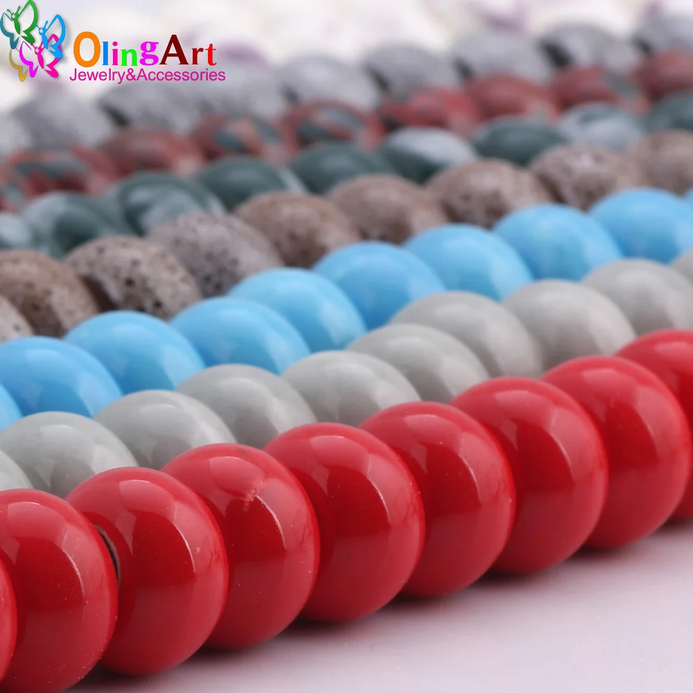 OlingArt 13x8mm 12Pcs/lot Mix Color Ceramics Charm Beads For Big Hole 5MM DIY European Bracelet Necklaces Jewelry making