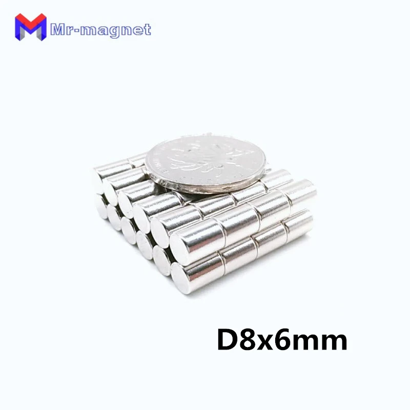 

50pcs strong cylinder magnet 8*6mm Dia 8mmx6mm N35 Rare earth neodymium 8x6mm magnet 8x6 art craft fridge D8x6mm magnet 8*6