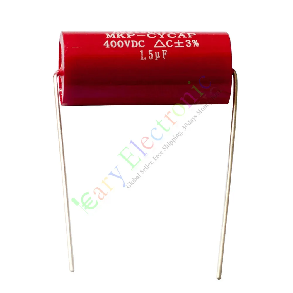 

Wholesale and retail 50pc MKP 400V 1.5uf Red long copper leads Axial Electrolytic Capacitor audio amp free shipping