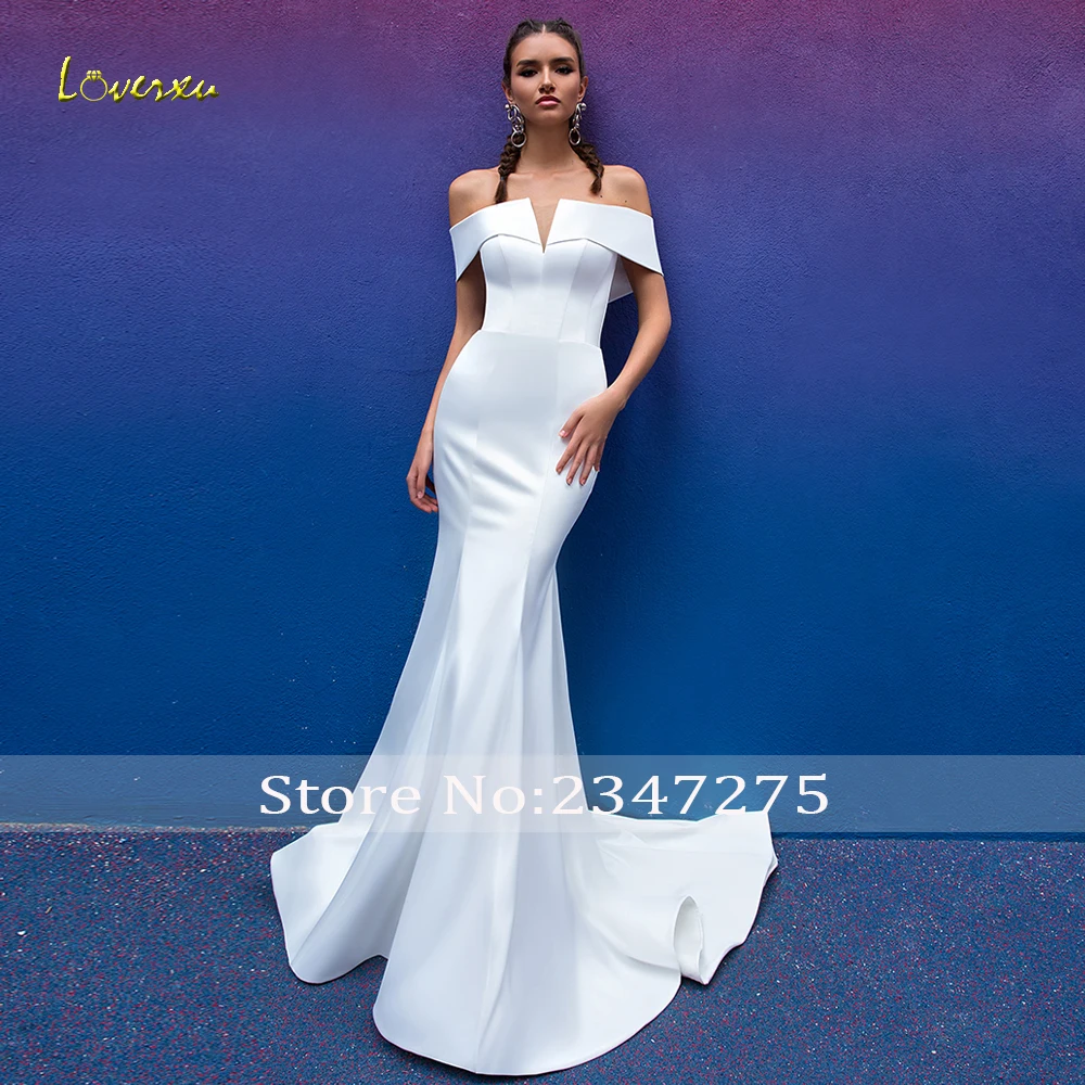 Loverxu Sexy Sweetheart Matte Satin Mermaid abiti da sposa 2023 semplice staccabile Train Lace Vintage tromba abiti da sposa