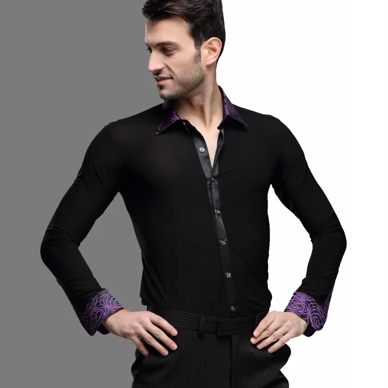 

High Quality Male Latin Dancing Clothes Black Color Jacket Shirt Males Chacha Square Adult Men Ballroom Dancing Tops B-5997