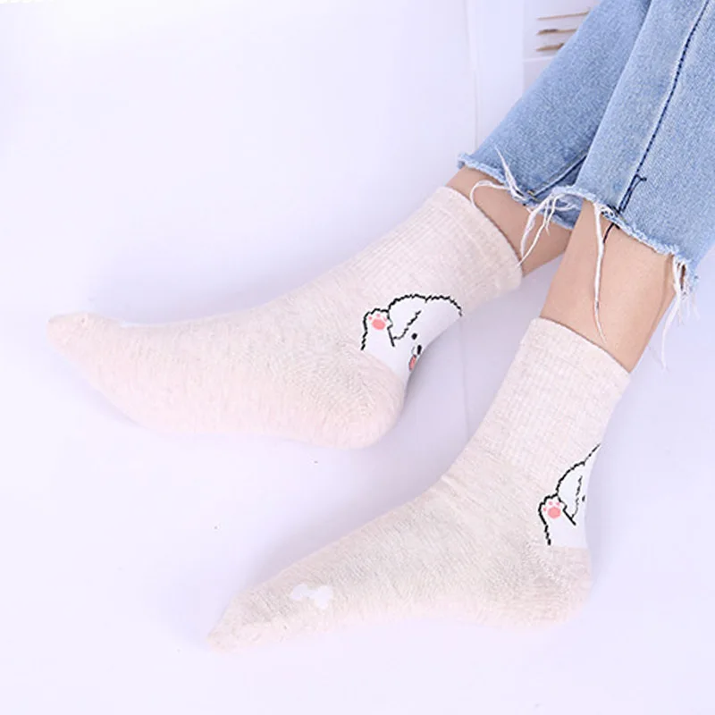 KEP Korean Cartoon Harajuku Cute Funny Cotton Socks Crew Women Socks Kawaii Female Pug Dog Animals Calcetines Mujer