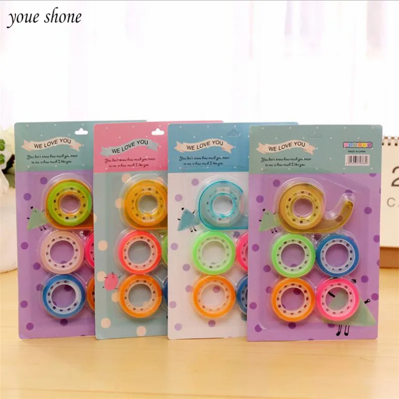 

1Set Washi Tape Scrapbooking Candy Cute Color Adhesive Tape Set Office School 5 Roll Tape and 1 Cutter