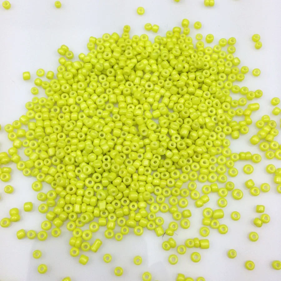 16g 1000pcs 2mm 12/0 Yellow Neon Color Opaque Round Loose Spacer Beads Cezch Glass Seed Beads Handmade Jewelry DIY Garment Bead