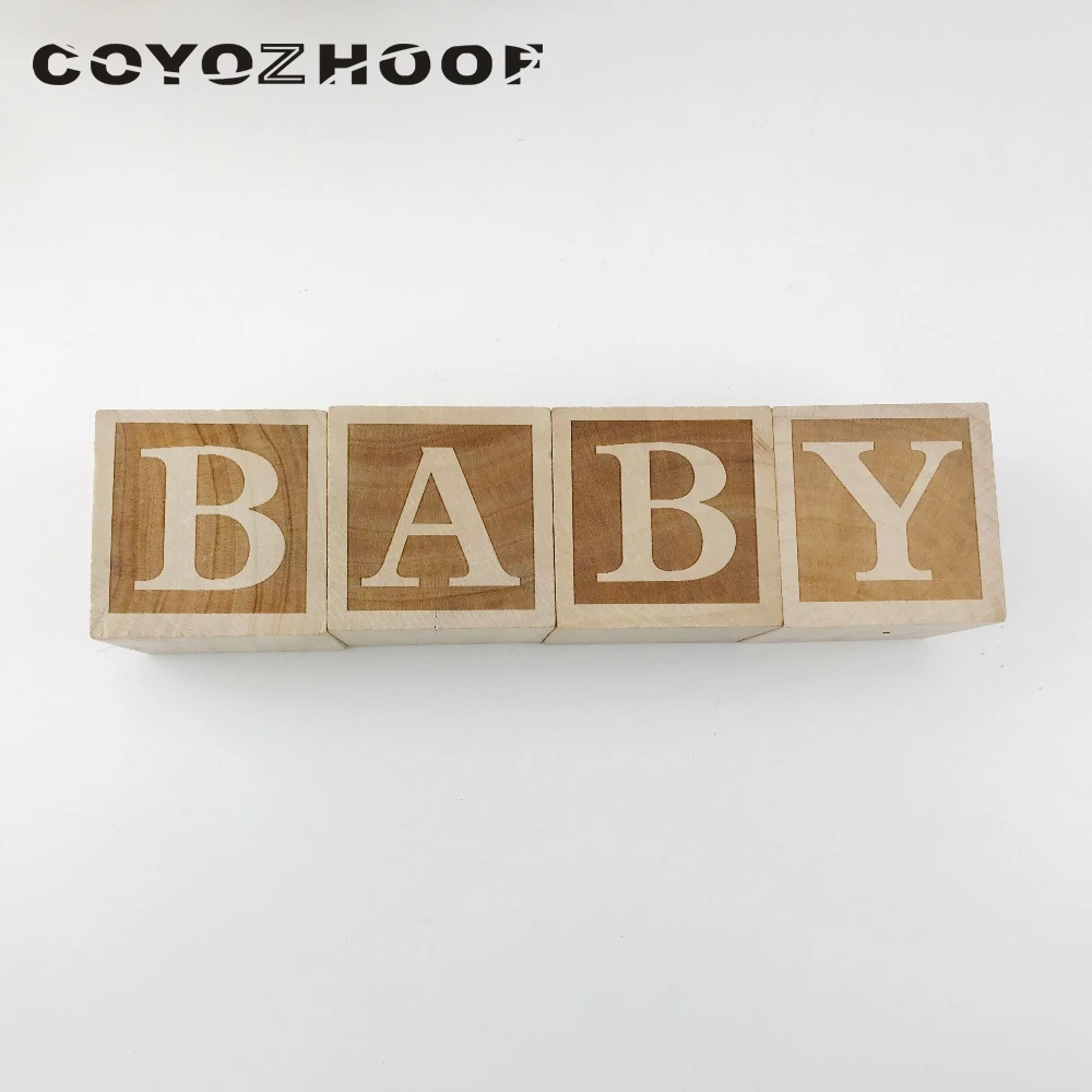 4Pcs  Natural Nursery Blocks 4cm Baby Blocks Rustic Baby Girl or Boys Nursery Decor Christmas Kids Gifts Children Toys