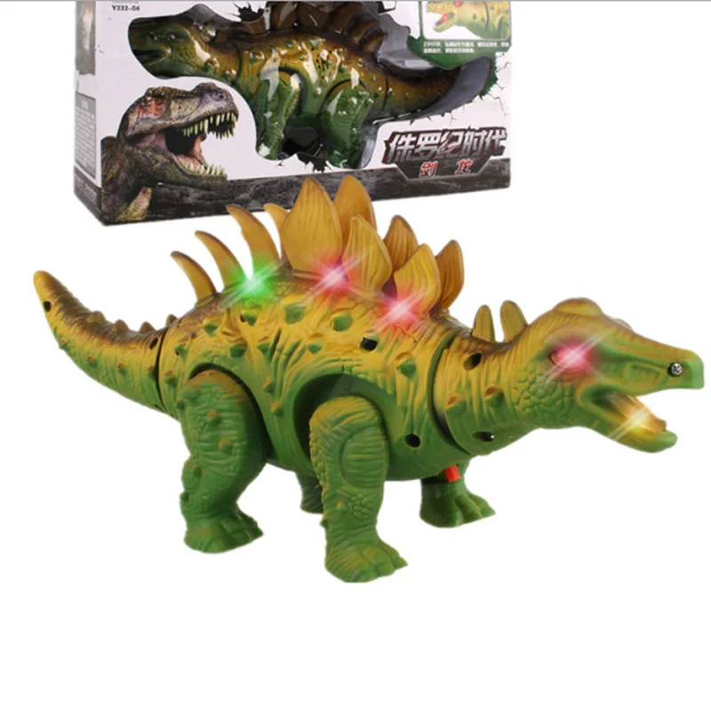 หุ่นยนต์ไดโนเสาร์ของเล่นอิเล็กทรอนิกส์ Walking Stegosaurus ไฟ LED ไฟฟ้าสัตว์ของเล่น Jurassic World ไดโนเสาร์วันเกิดสำหรับเด็กของขวัญ