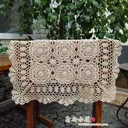 Fashion design hook needle crochet sofa cover 100% cutout cotton knitted table cloth  universal cover towel square