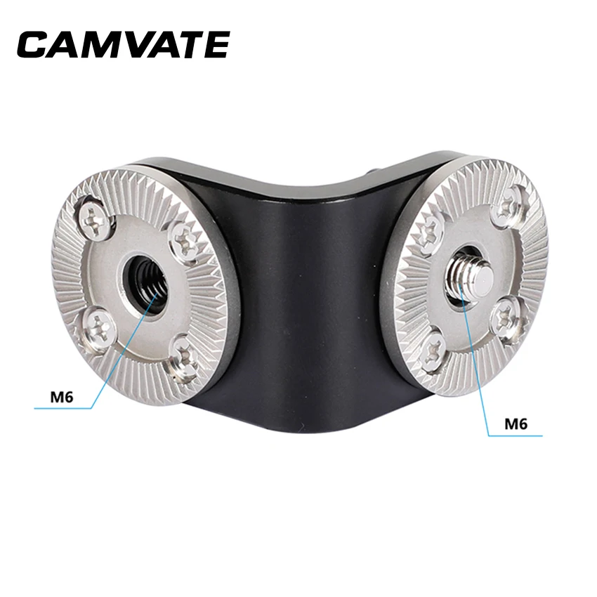 Connettore di prolunga per rosette CAMVATE Dual ARRI con filettatura centrale M6 e manopola per pollice regolabile per impugnatura dell'impianto di perforazione della fotocamera