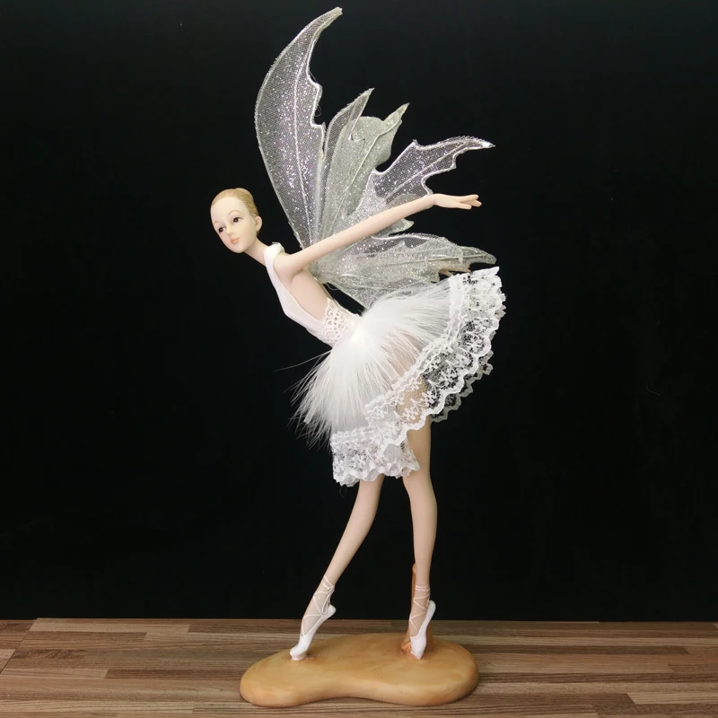 

fairy Resin angel sculpture diy wings Garden Figurines statues Beautiful Ballet Girl White Wedding Gifts home decoration