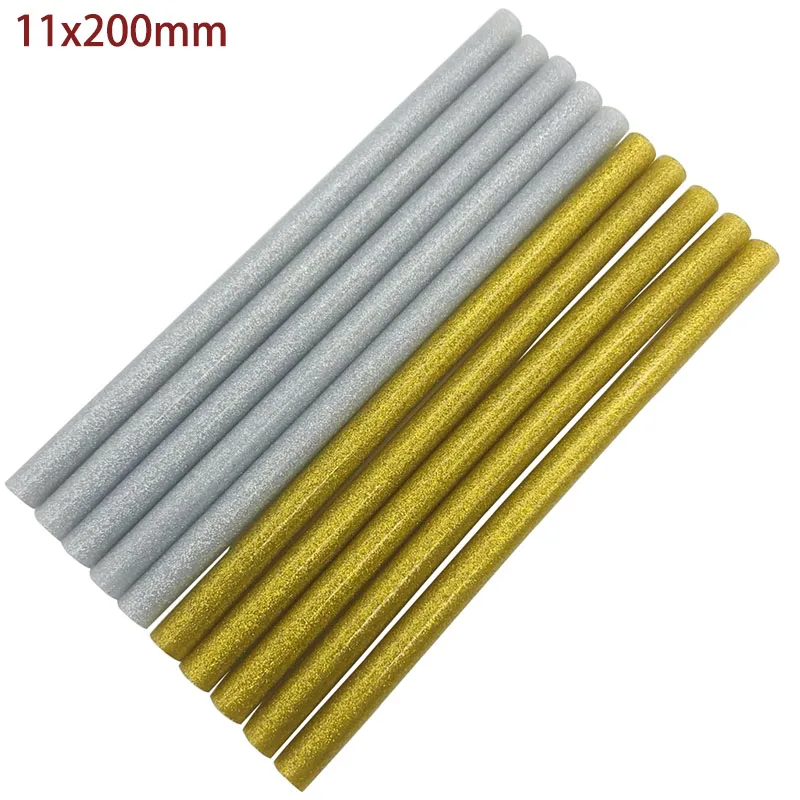 

5pcs Gold or Sliver 11mm*200mm Hot Melt Glue Sticks For Glue Gun Craft Phone Case Album Repair Accessories Adhesive 11mm Sticks