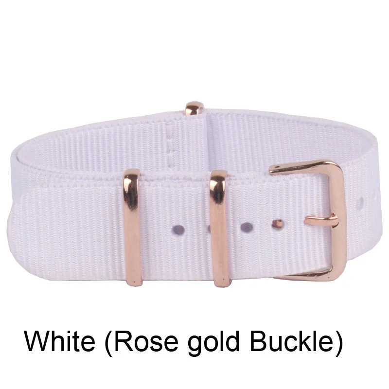 MR NENG Brand Watchband 18mm 20mm 22mm High Quality Nylon Wach Band Rose Gold Buckle White Color Watch Strap Available