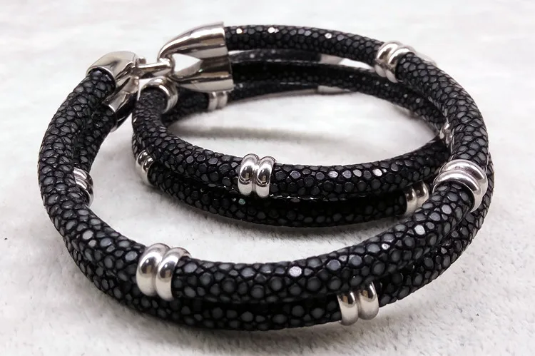 Rock Boy Cruel Black Stingray Bracelet Round Beads Bracelet Genuine High Grade Stingray Bracelet