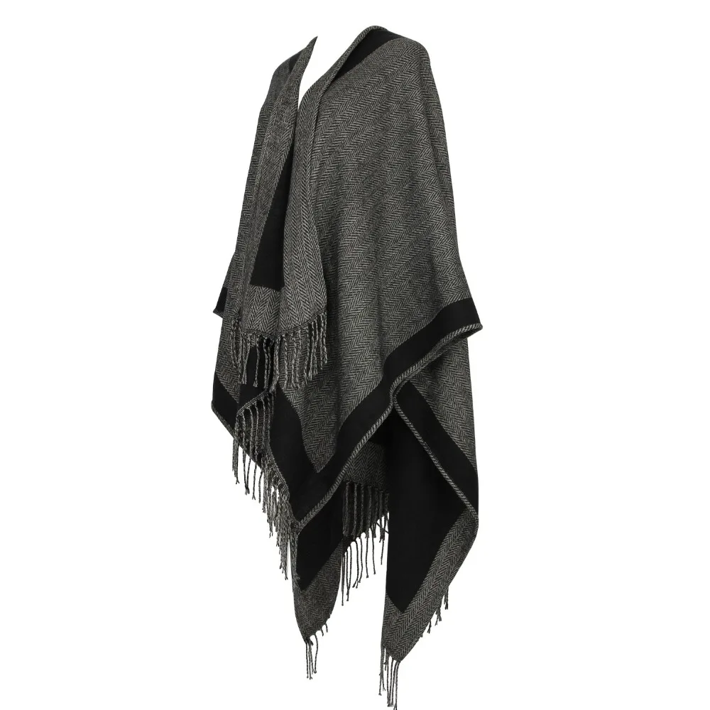 Vrouwen Poncho Cape Open Vest Wrap Shawl Gebreide Kasjmier Voelen Trui Jas voor de Winter in Kerstvakantie