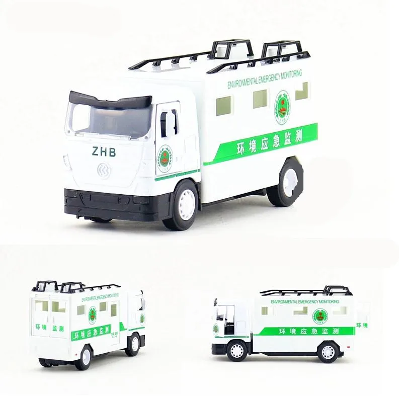 High simulation engineering vehicle,1: 50 alloy pull back emergency truck, van,2 open door music flash toy model, free shipping