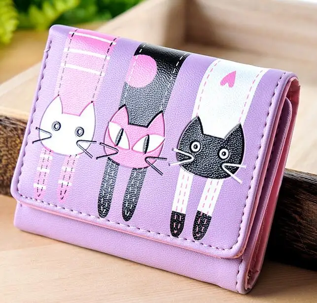 

2022 new Cartoon Short Women Wallet Purse Luxury Brand Woman ladies Fashion Cats Hasp Handbag Bags Magic Card Coin Money Holder