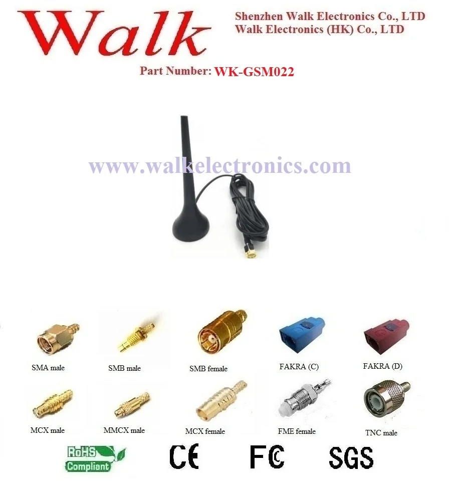 

waterproof outdoor use magnetic mount gsm gprs whip antenna, AMPS quad band antenna, sma male connector