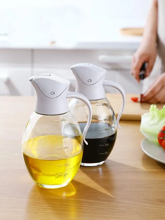 

Large glass oil pot leakproof oil bottle soy sauce bottle automatic flip kitchen vinegar pot stainless steel mouth