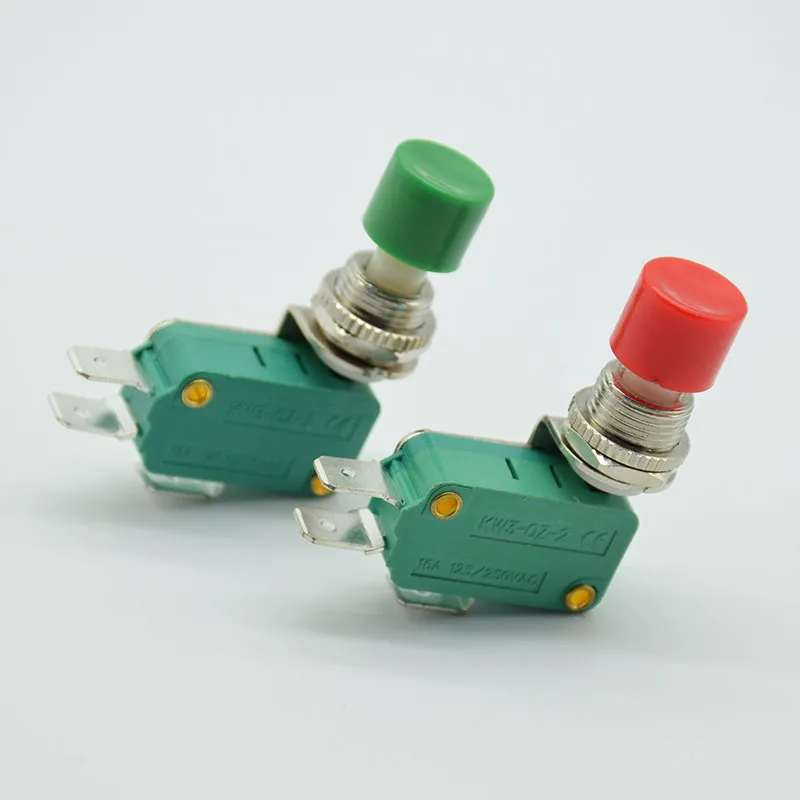 2pcs/1Red +1green 3 Pins SPDT 1 NO 1 NC DS438 KW3-0Z-2 Signal Push Button Switch 16A 125V/250V AC Momentary reset Switch
