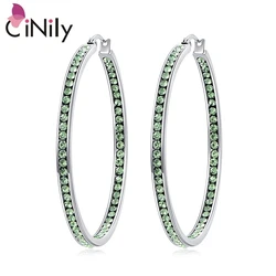 CiNily Blue & Green & Yellow & Pink CZ Crystal Stone Hoop Earrings Stainless Steel Summer Party Cute Jewelrys for Girl Woman