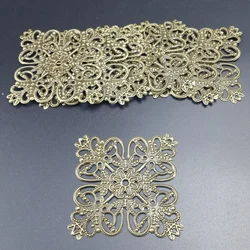 10pcs  57mm  bronze tone Filigree square  crafts   Embellishments Findings Jewelry Accessories  ornaments