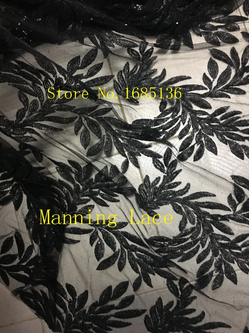 

5yards black color special tulle african Indian net lace fabric with sequins for party dress