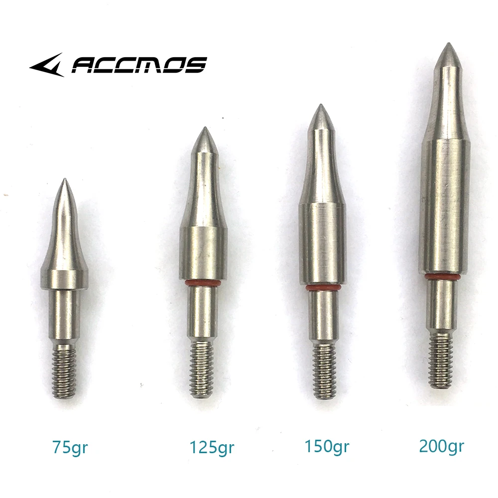 3/6/12/24pcs 75/100/125/150/175/200/250/300gn Stainless Steel Arrow Point Tip Broadhead Head ID6.2mm OD7.6/7.9mm Archery Arrow