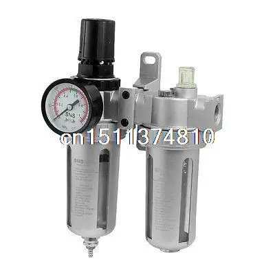 

3/8" PT Port Pneumatic Filter Regulator Air Source Treatment Unit w Gauge