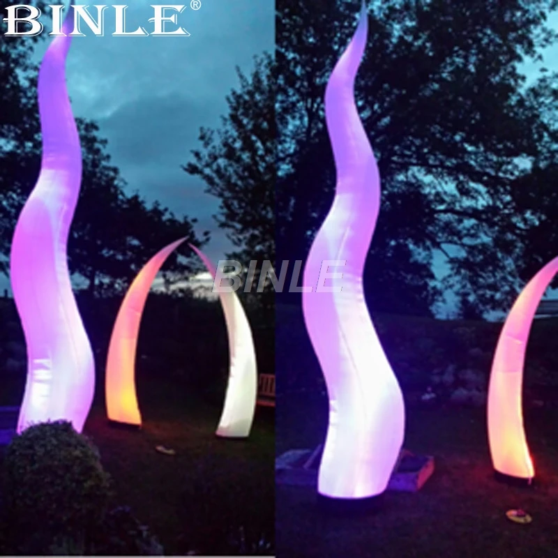 Giant colorful inflatable Led lighting pillar fire shaped inflatable cone for event stage decoration