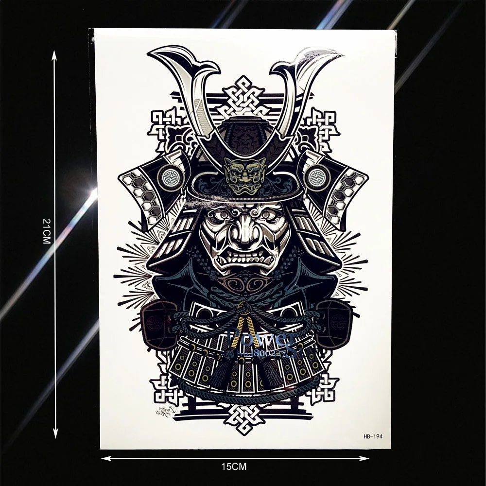 

Japanese Samurai Warrior Temporary Tattoo Sticker For Men Women Body Art Tatoo Waterproof Fake Arm Back Tattoo Stickers PHB-194