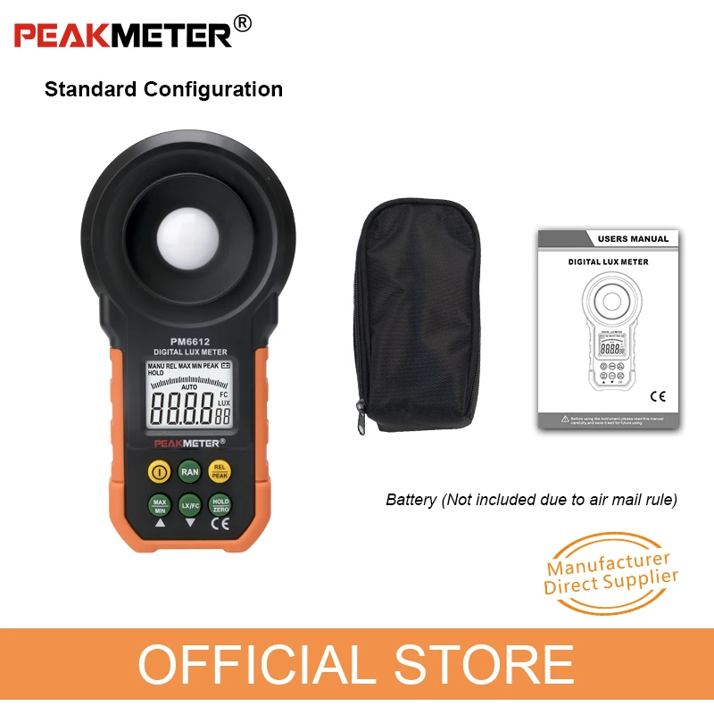 PM6612 Digital LUX Meter 200,000 Lux Light Meter Test Spectra Auto Range High Precision Digital Luxmeter Illuminometer Measure