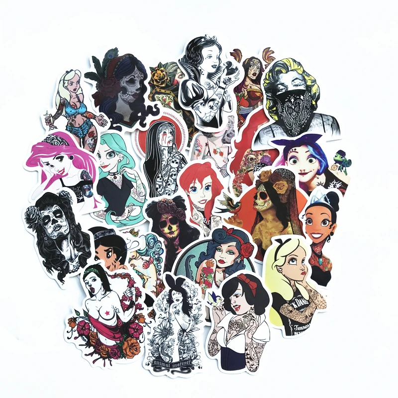 

10/30/ 50Pc Sexy Beauty Tatoo Girls Graffiti Stickers For Skateboard Laptop Luggage Fridge Phone Styling Home Doodle DIY Sticker