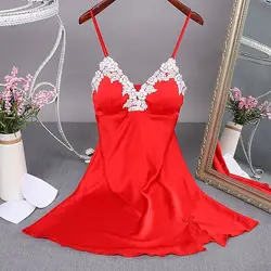 Sexy Red Women Mini Robe Nightwear Nightdress Nighty Nightgown Suspender Skirt Sleepwear Rayon Sleeveless For Female M-XXL