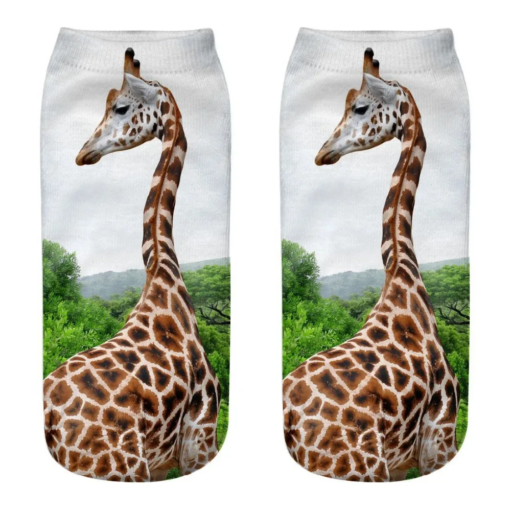 New Funny Giraffe Socks Character 3D Print Women Socks Cute Low Cut Ankle Socks Calcetines Mujer Fashion Female Short Sox