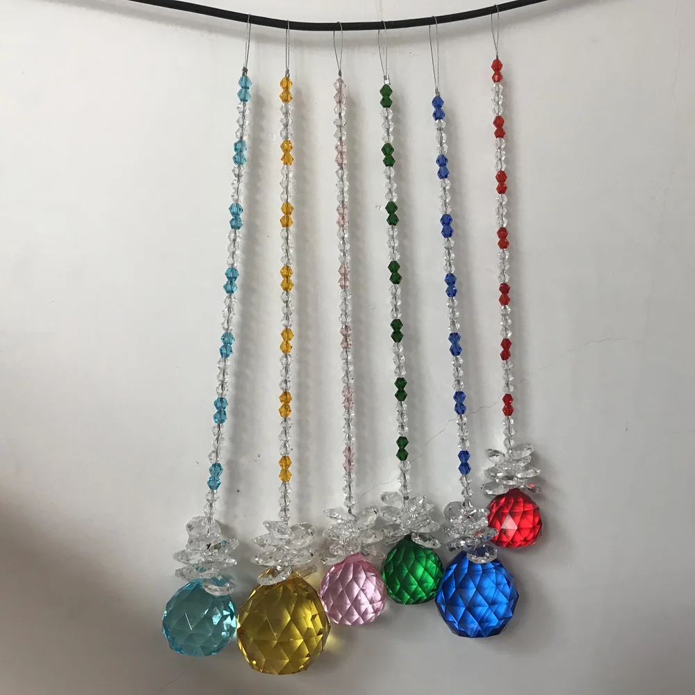 6pcs/lot Crystal Suncatcher Rainbow Maker Chandelier 20mm Ball Prism Pendulum Pendant Decor