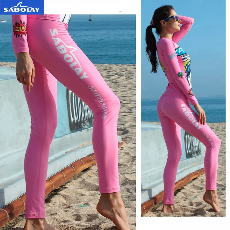 Sabolay Women Super Elastic Tights Quick Dry Lycar Surf Outdoor Long Pants Female Rashguard Swim Waterproof Sunscreen Trunks