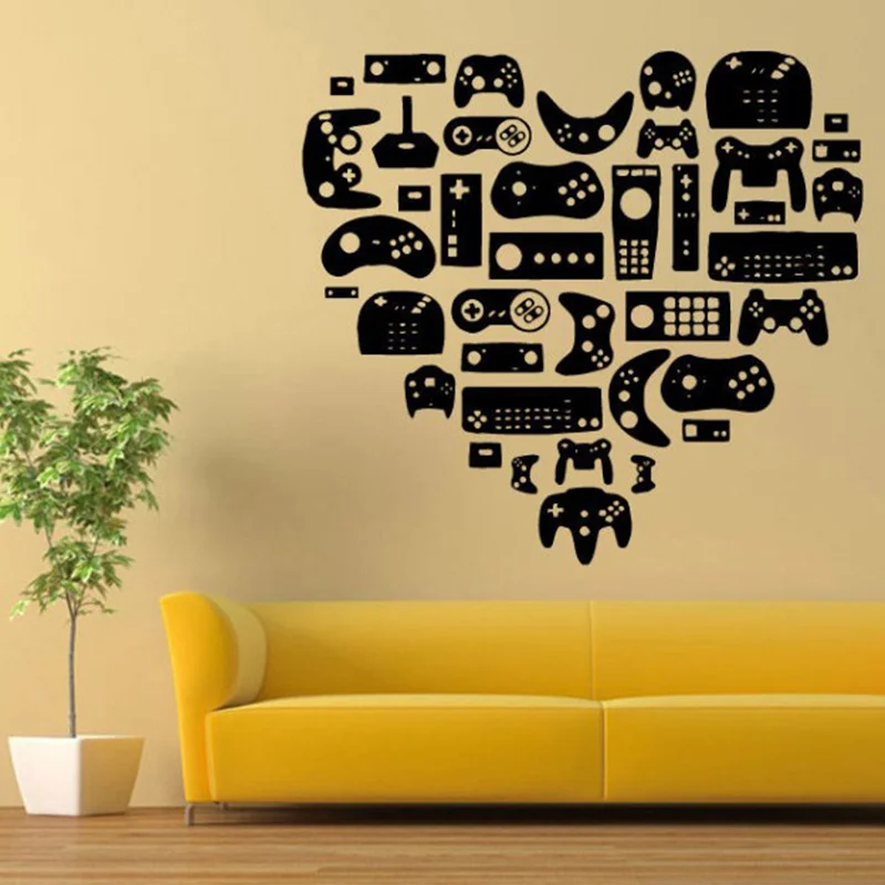 Gamer Heart Shape Vinyl Decal Wall Sticker Home Decor Wall Mural Art