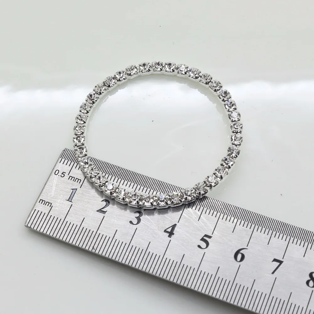 New 10pcs/pack 50mm No pole Silver Rhinestone buckles slide buckles/DIY hair accessory/Wedding Initiation Ribbon Crystal