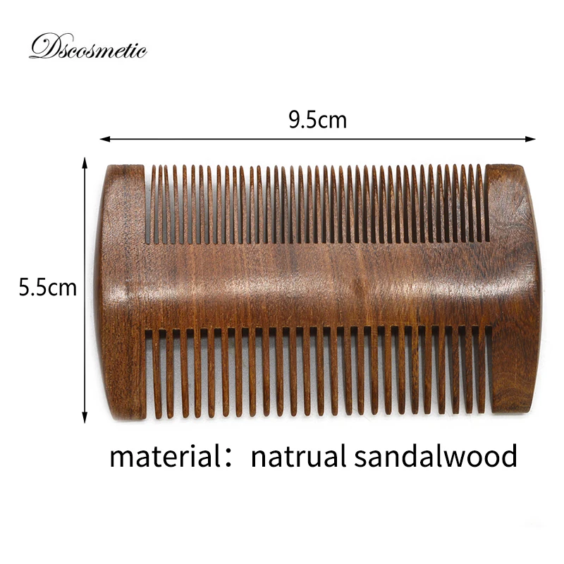 Dscosmetic professional natural beautiful wood mustackes brush narrow teeth handmade hair combs anti-static beard comb