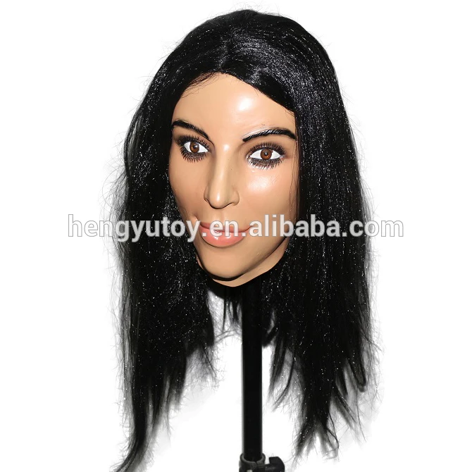 Realistic Latex Women Girl Party Cosplay Beauty Face For Party Mask Sexy Long Hair Female Carnival Mask Halloween