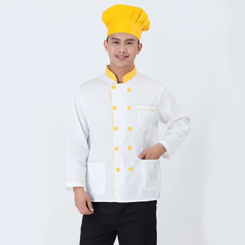 

Kitchen Chef Jacket Uniforms Long Sleeve Cook Clothes Food Services Frock Coats Work Wear Restaurant Man Chef Jacket