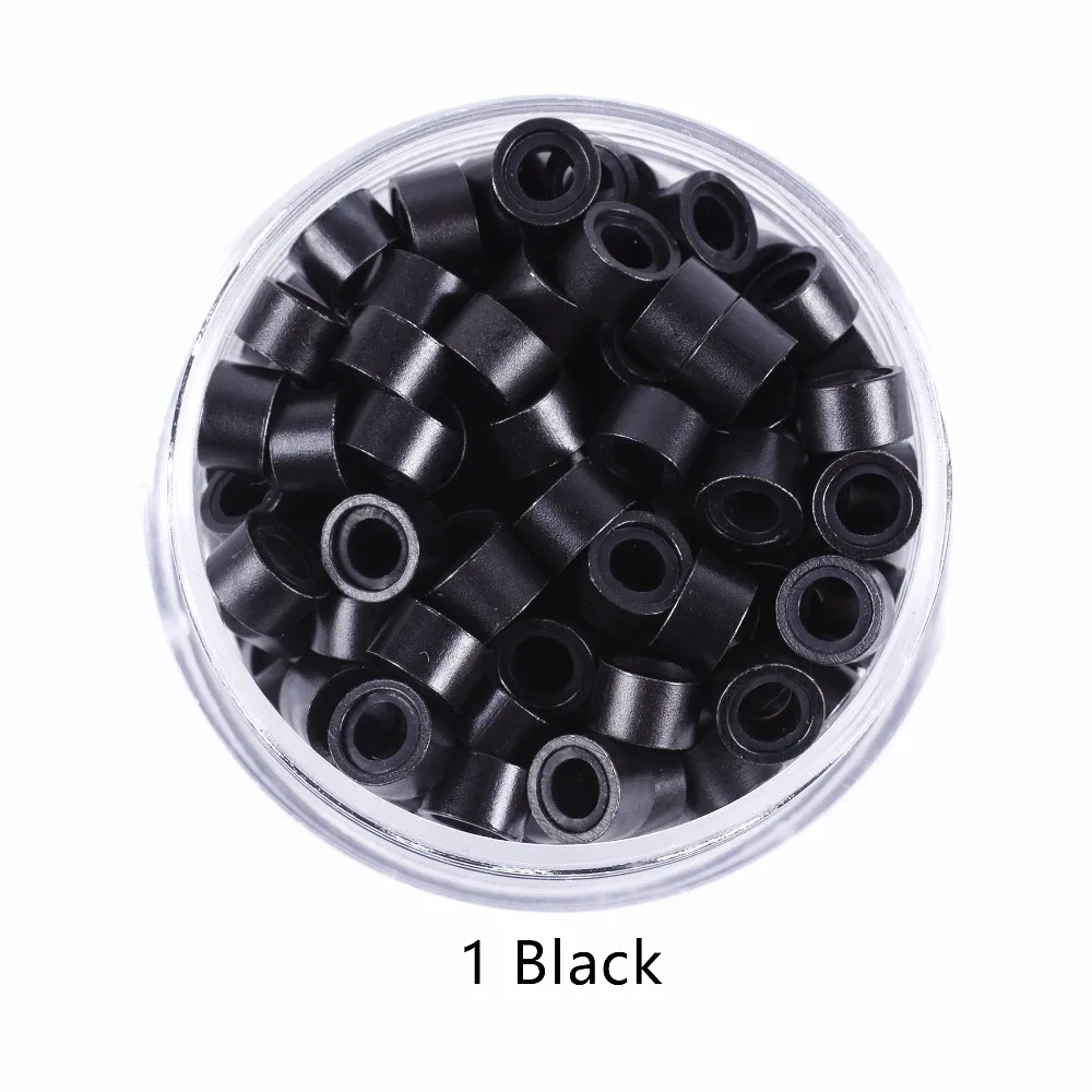 1000 Pcs 5.0mm*3.0mm*3.0mm Microring Con Vite, Silicone Micro Rings/Beads for Hair Extensions 9 Colors Optional