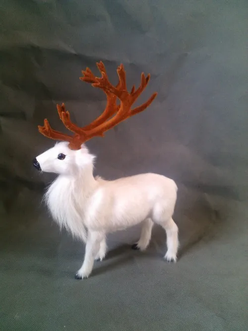 simulation white Reindeer model 27X20CM toy ,lifelike Reindeer model decoration gift t438