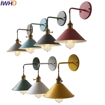 

IWHD Nordic Style Iron Sconce Wall Lamp Modern Color Stairs Wall Light Fixtures Home Lighting Luminaire On The Wall Wandlamp