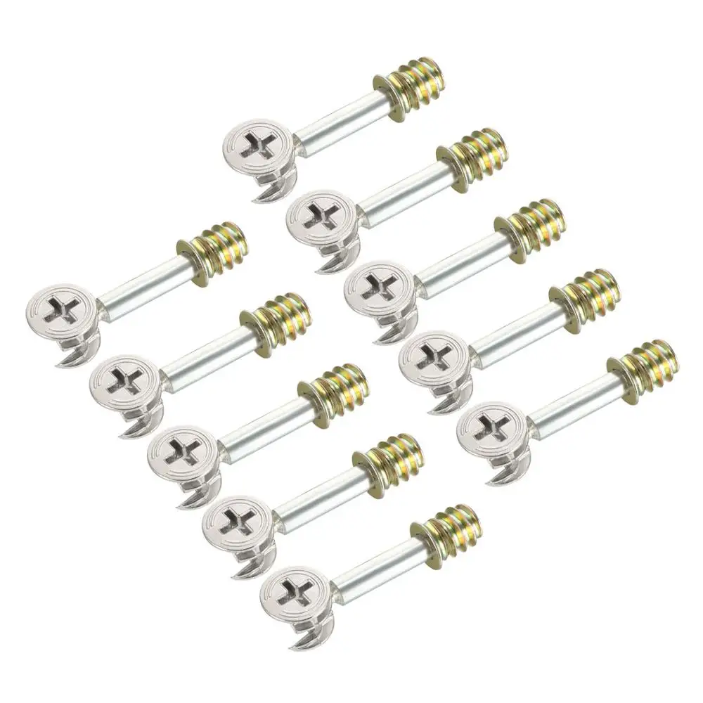 Uxcell 10 Sets Furniture Side Connecting Fastener 15mm OD Cam Fitting Dowel Pre-inserted Nut Joint Connector 15x12mm