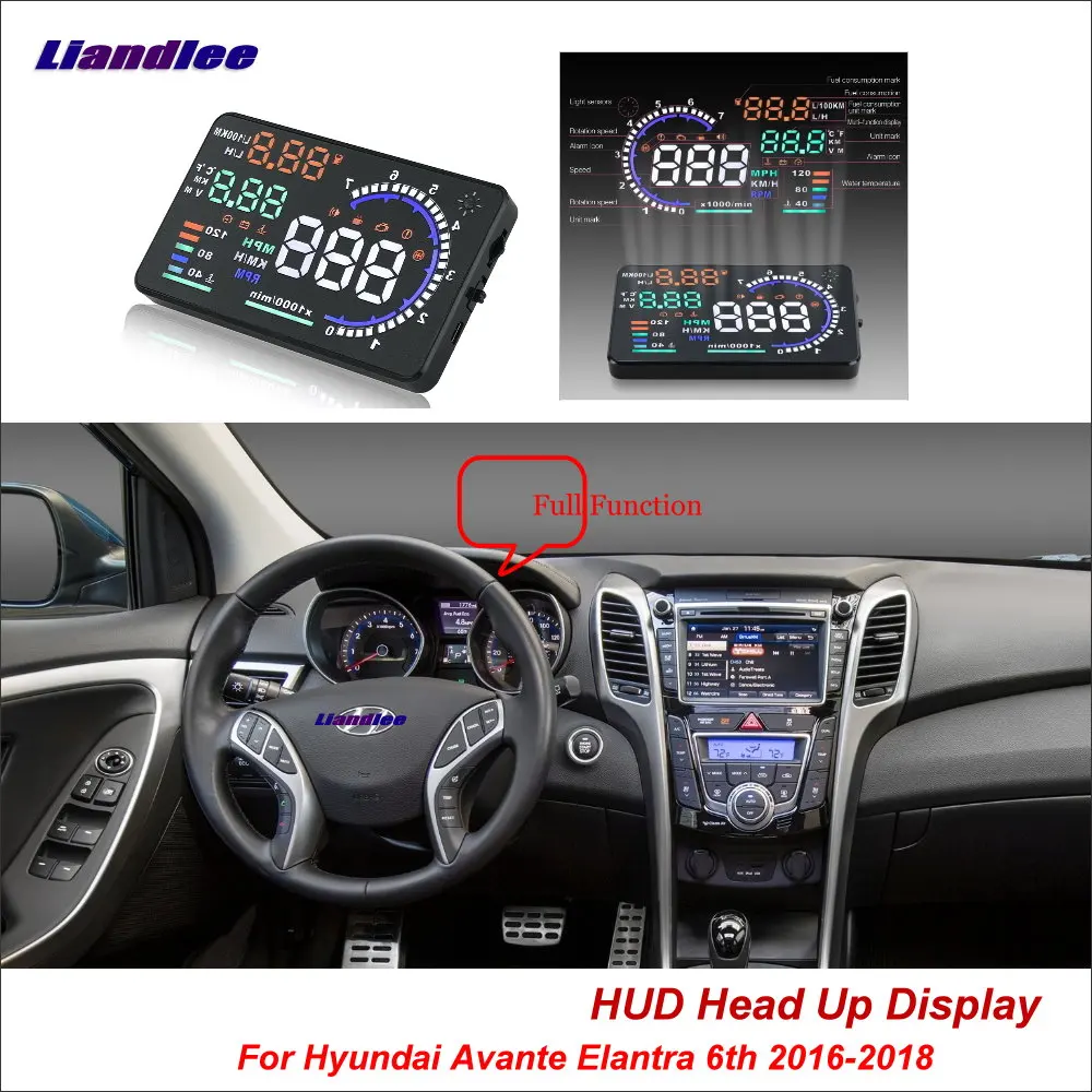 Car HUD Head Up Display For Hyundai Avante Elantra 6th 2016-2018 Safe Driving Screen OBD Projector Windshield